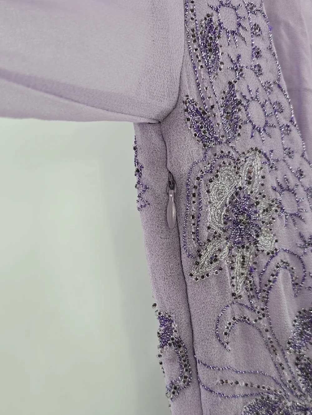 Nasty Fal Collection Beaded Embroidered Lavender Long-Sleeve Romper - Picture 10 of 12